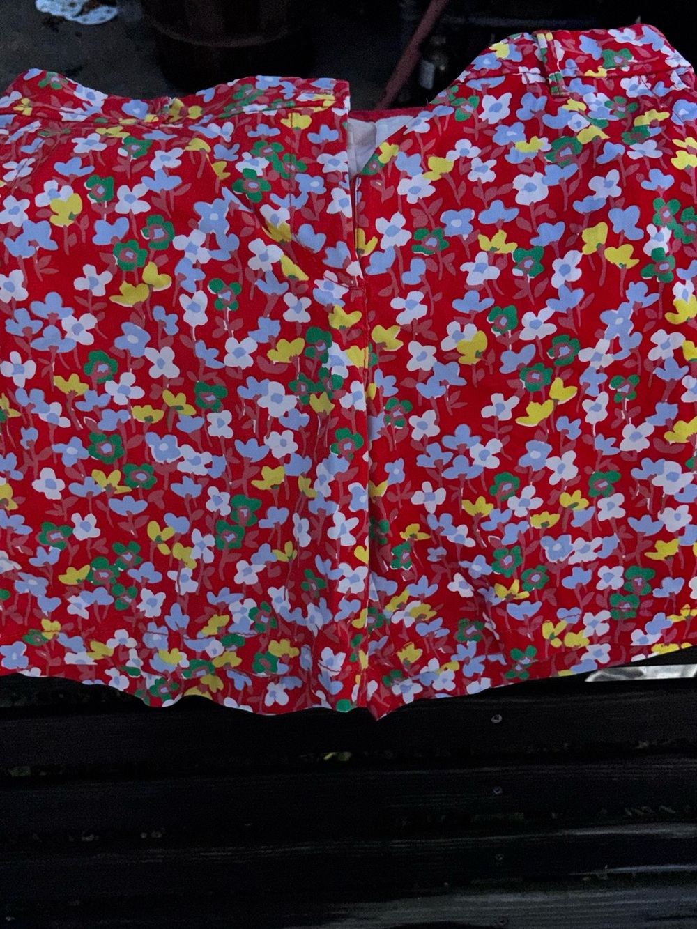 Talbots Red Floral Print Bermuda Shorts